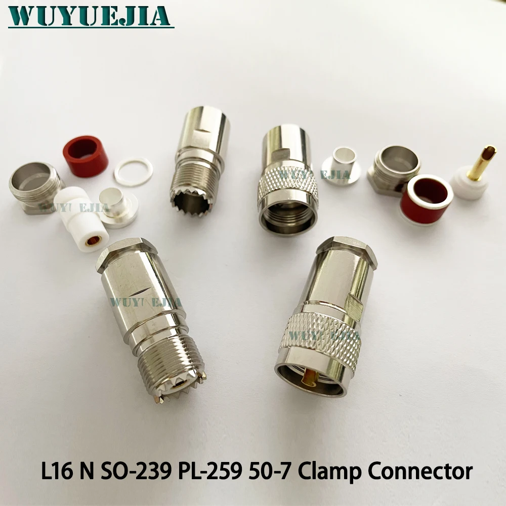 1Pcs UHF Female Male PL259 SO239 Clamp Solder LMR400 RG8 RG213 RG214 RG165 7D-FB Cable Brass UHF RF Connector Coaxial Adapter