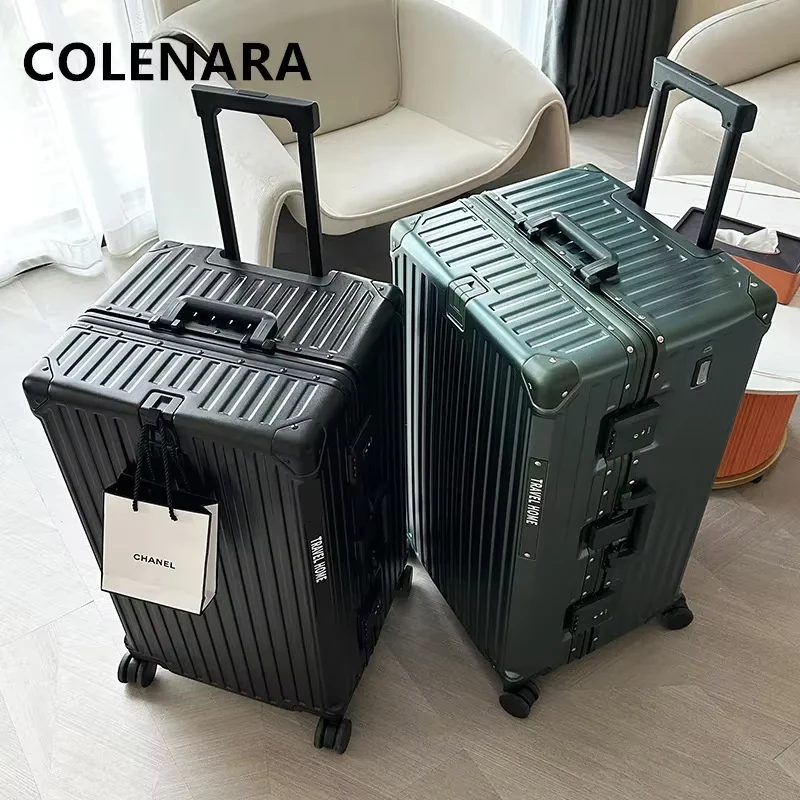 COLENARA Suitcase on Wheels Aluminum Frame Trolley Case Large Capacity Password Case Student 24