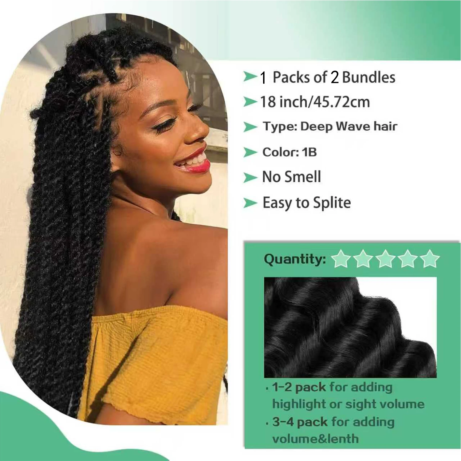 18/24 Inch Synthetic Bohemian Deep Wave Big Curl Hair Extension Wet And Wave Weave Hair 2 Bundles Water Wave Boho Hair Extension