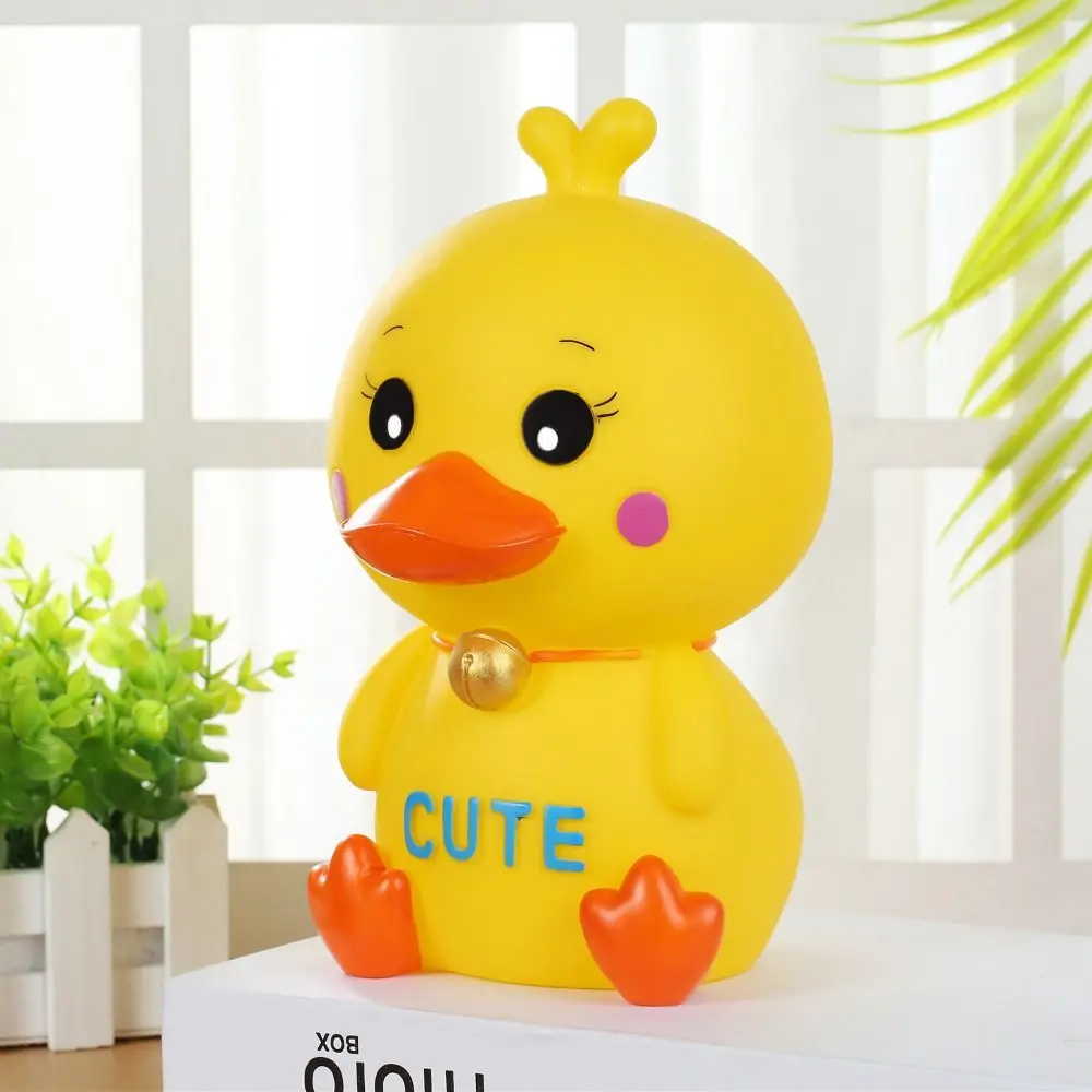 

Large capacity Anti-fall Yellow Duck Piggy Bank Cute Painted Duck Savings Tank Handmade Cartoon Animal Ornament Home Decor