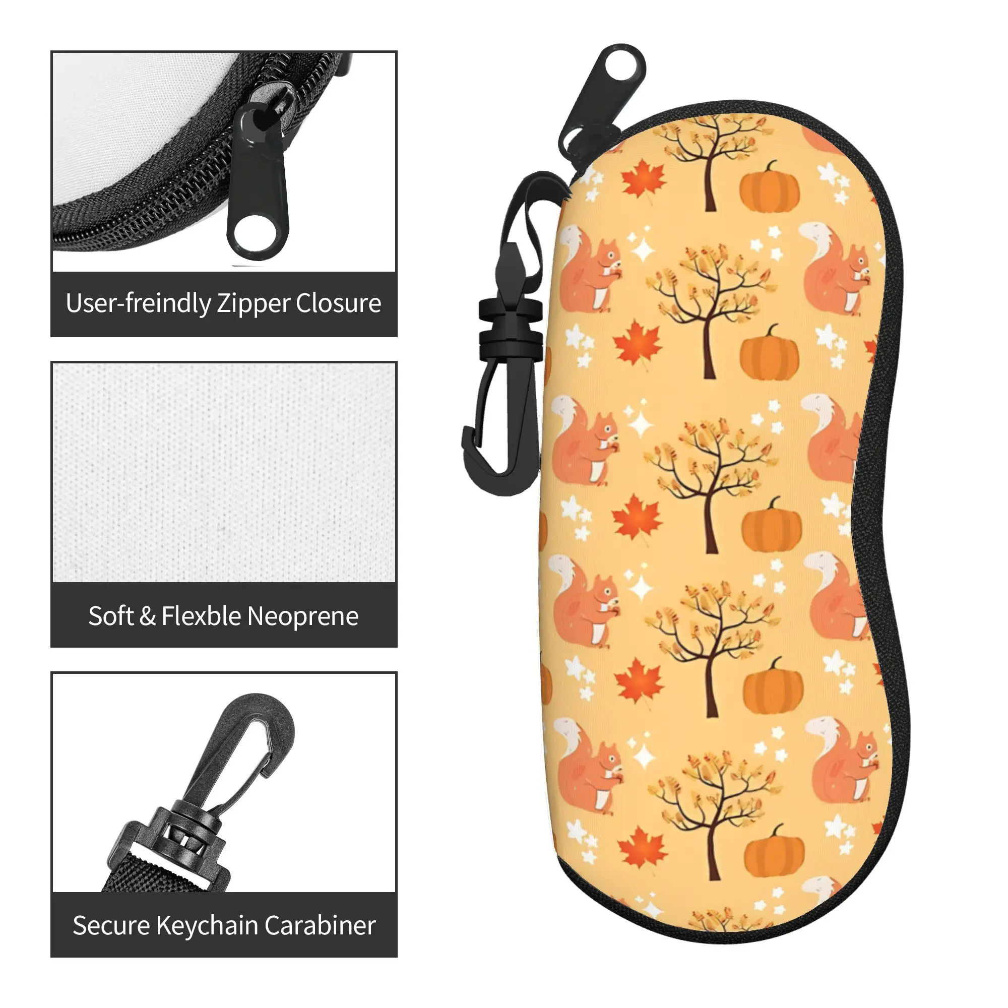 Fall pattern  Glasses Case Men Women Lightweight Box Foxes Autumn Partten Eyewear Box Small Eye Contacts Case