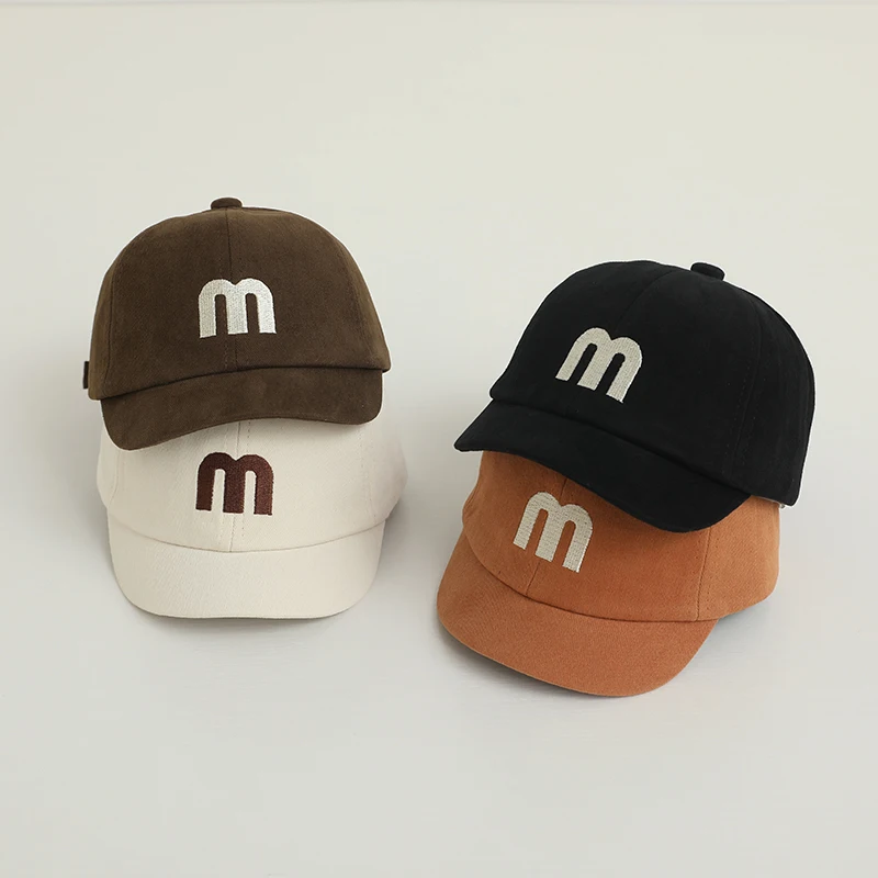 Autumn Spring Baby Baseball Hats Fashion Letter M Pattern Kids Boys Girls Sun Hat Cotton Children Peaked Caps