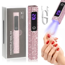 Portable Handheld Mini Nail Lamp For All Gel Polish Quick Dry USB Rechargeable Nail Dryer Machine UV LED Nail Lamp With Diamond