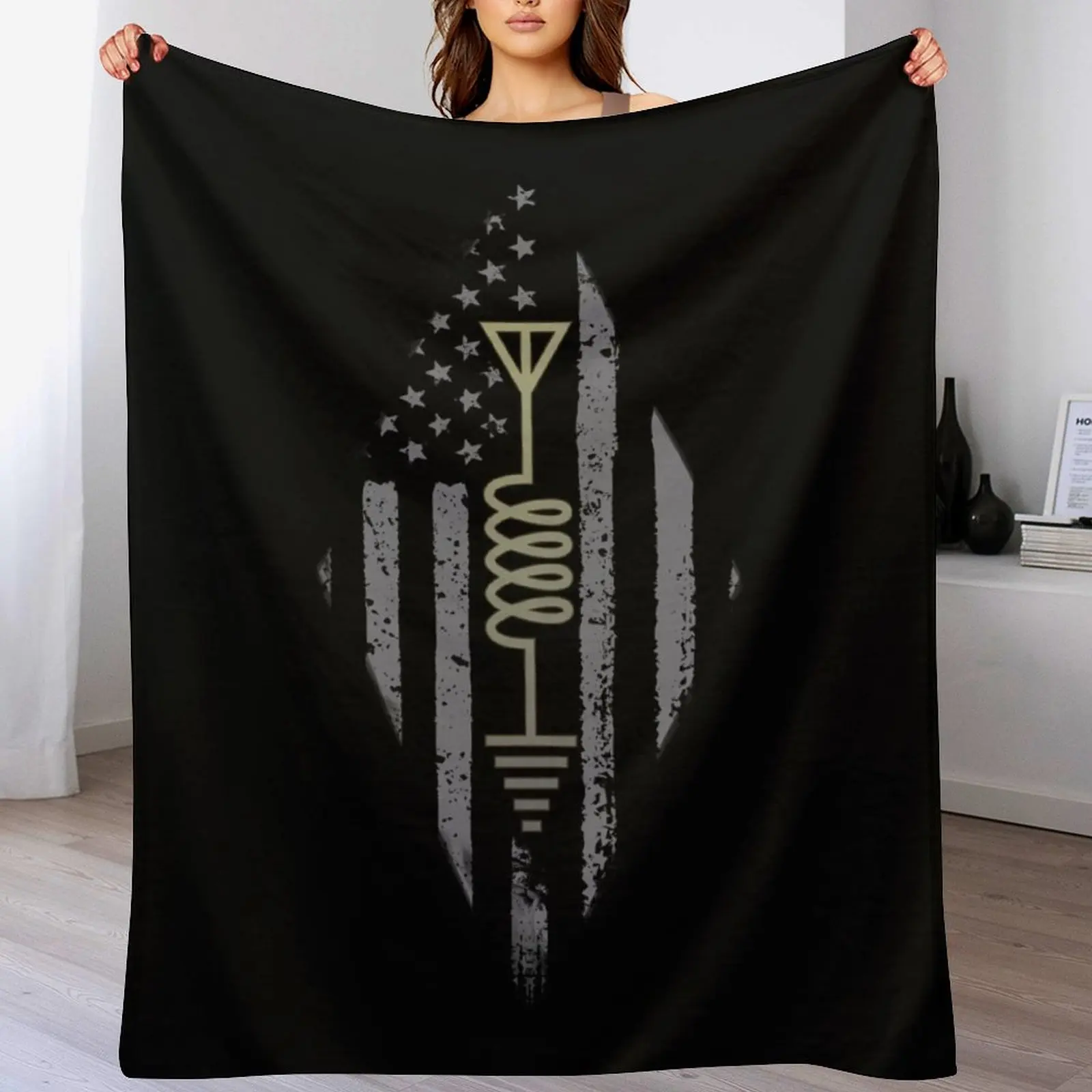 

Ham Radio Operator US Flag Art Throw Blanket bed plaid Comforter wednesday Blankets