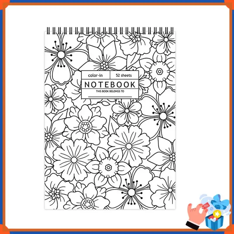 Compacto 2025 Popular Novo Produto de Venda Quente Popular 52 Folhas Color-In Notebook Flor Coloring Notebook B