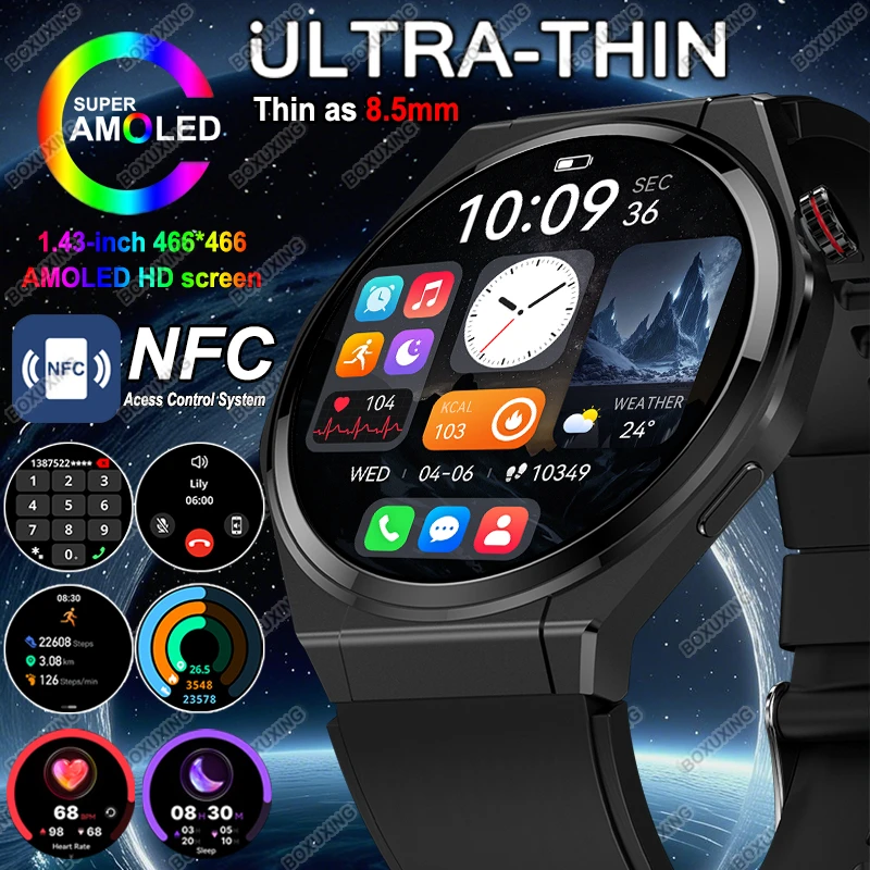 

2026New Ultra Thin Smart Watch Men HD AMOLED 150+Sports NFC GPS Track IP68 Waterproof Heart Rate Bluetooth Call Smartwatch Woman