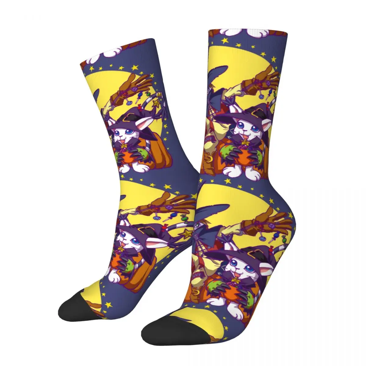 Hip Hop Gatomon And Wizardmon Classic Crazy Men's Compression Socks Unisex Digital Monster Manga Street Style Printed Crew Sock