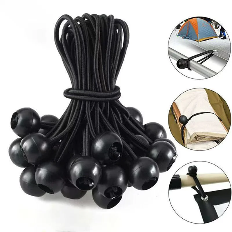 

Multi-functional Elastic Tent Fix Cords Black Ball Bungee Loop Strap Tarpaulin Canopy Fixed Rope Outdoor Camping Tent Accessorie