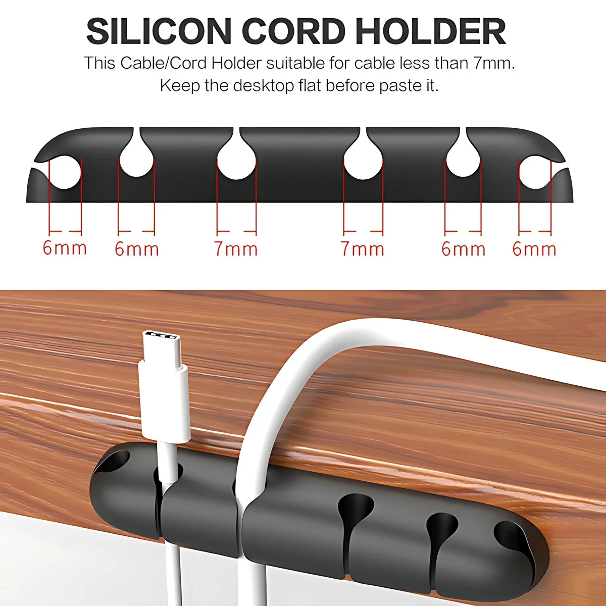 Silicone Cable Clips, Cord Holder Organizer for Desk & Home Office, USB Cable Management, Durable & Stylish