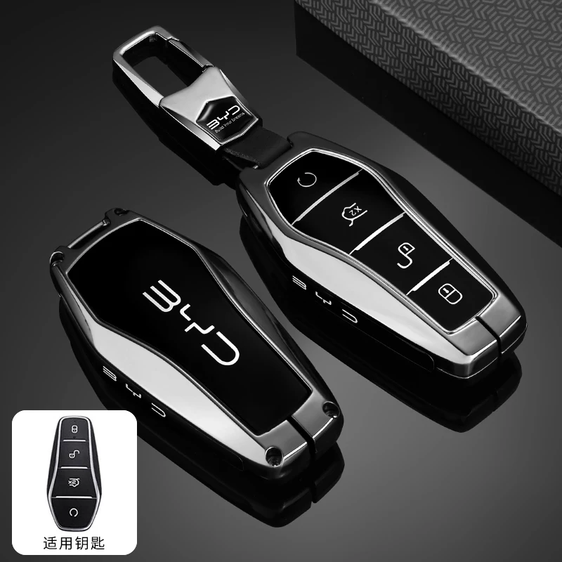 Schlüsselhülle für BYD Song Plus Atto 3 Han EV Tang DM Qin Seal Dolphin Metall-Fernbedienungshalter Schlüsselanhänger Auto-Zubehör Hochwertig