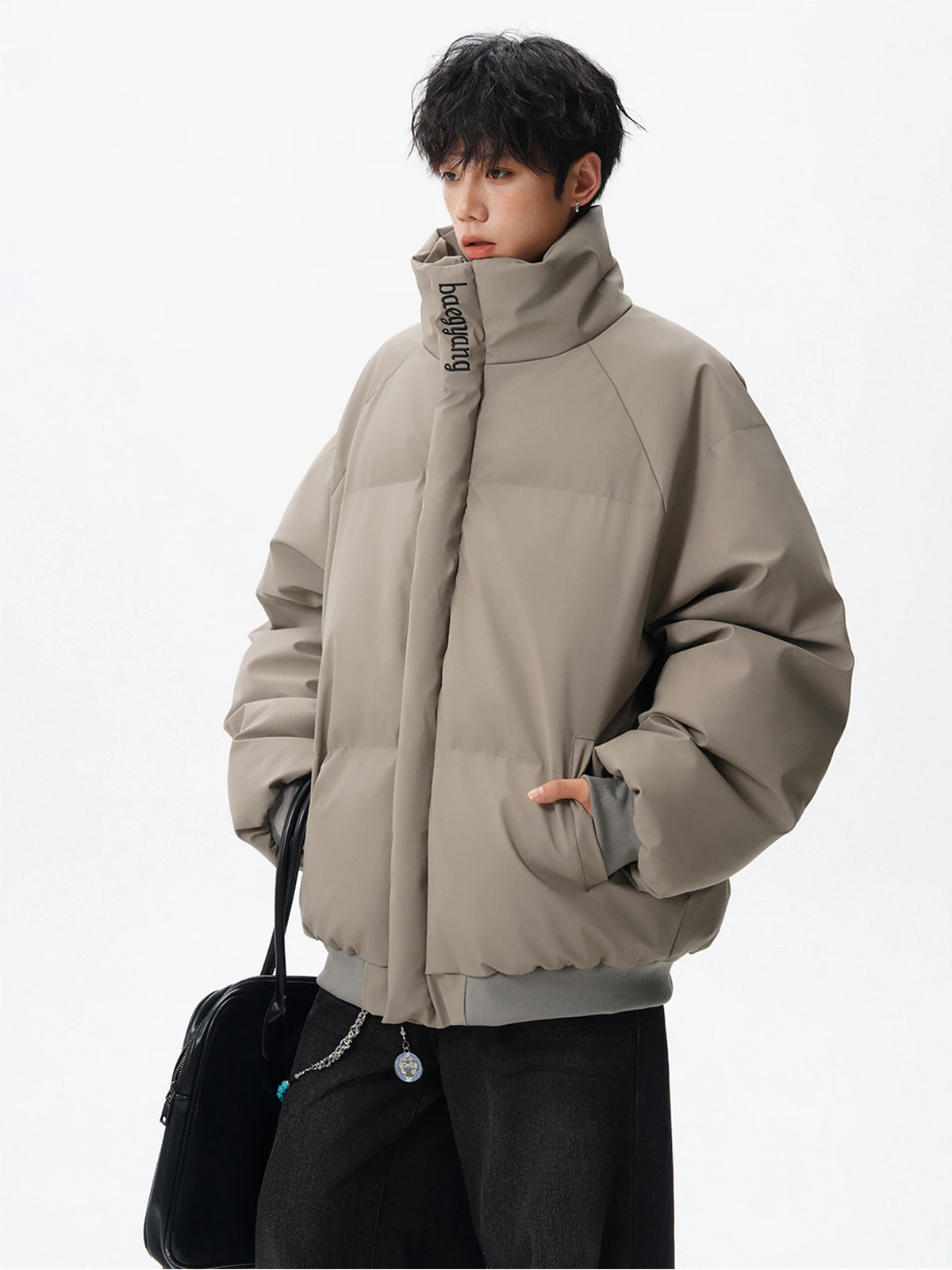 

Мужское зимнее хлопковое пальто из искусственной кожи с вышивкой американских букв, новое свободное высококачественное модное брендовое теплое хлопковое пальто