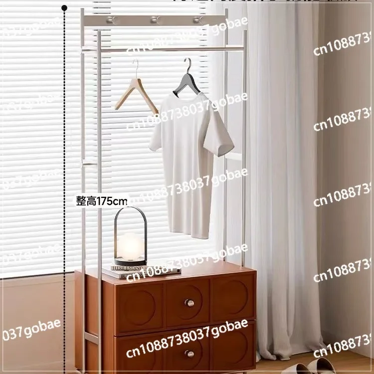 Solid Wood Coat Rack Floor-to-ceiling Multi-functional Hanger Movable Storage Cabinet