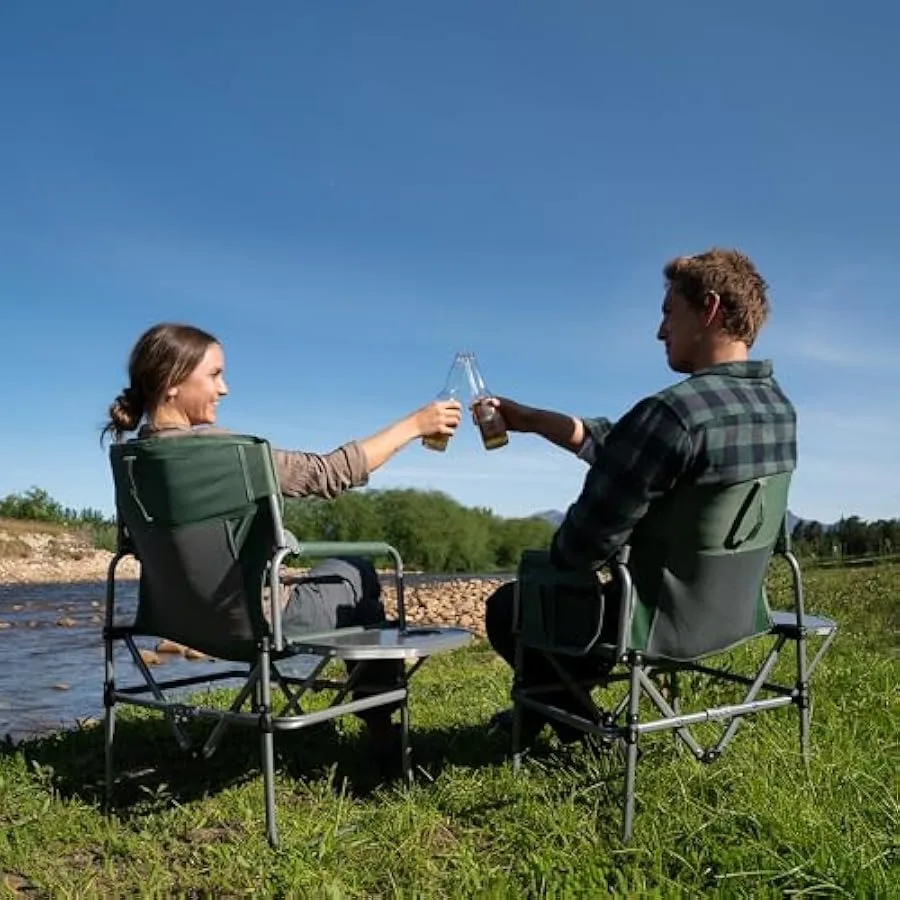 Naturehike Klappbarer Campingstuhl mit Beistelltisch, tragbarer Regiestuhl für Outdoor-Camp, Rasen, Wandern, Angeln, Sport