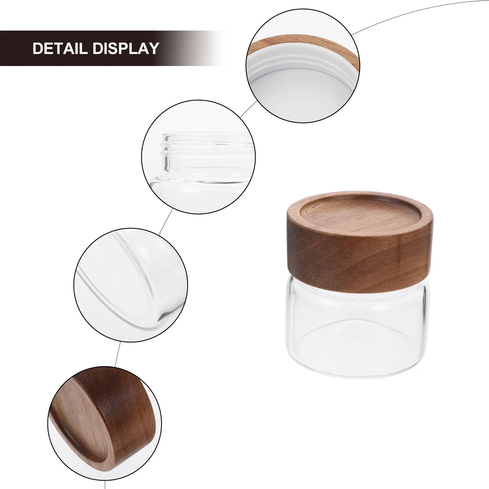 木製蓋とシリコンシール付きガラス保存瓶、気密食品容器、キッチン用透明キャニスター、コーヒー、紅茶、砂糖保存用