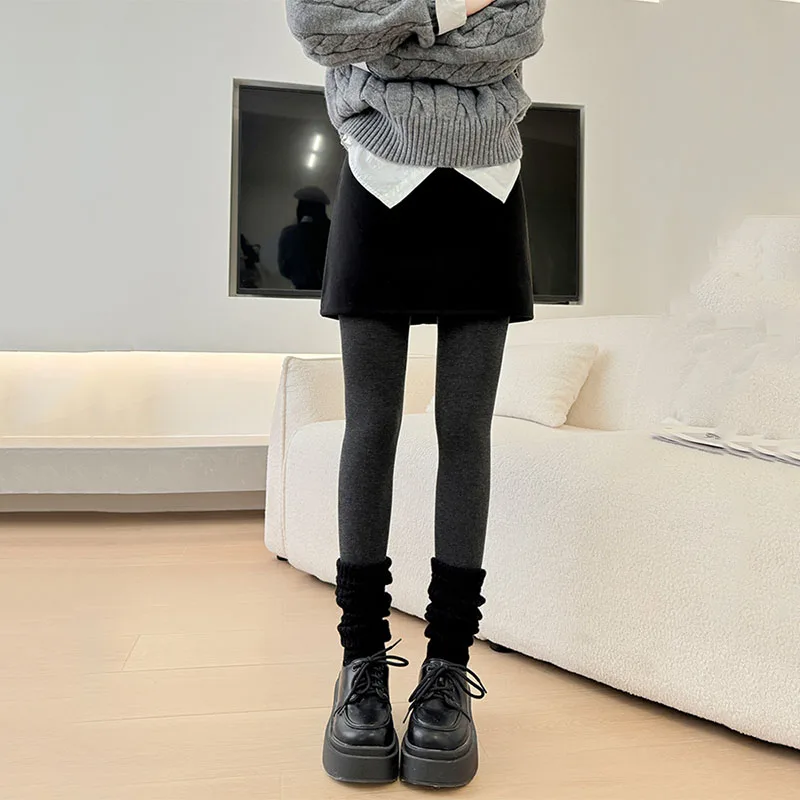 Women Woolen A-Line Mini Skirt Korean Style High Waist Solid Color Thickened Short Skirt Slim Fit Casual Autumn Winter Skirt