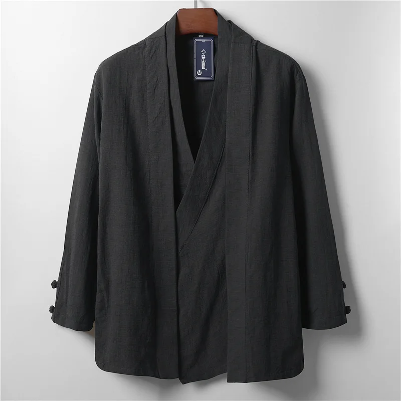 Cardigan Tops para Homens, Camisas De Linho, Kimono Japonês, Casacos De Luxo, Oriental Coats Robe, Oriental Streetwear