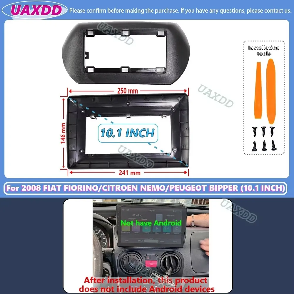 For 2008 FIAT FIORINO CITROEN NEMO PEUGEOT BIPPER QUBO 10INCH 2 Din Car Android frame panel fascia cable harness adapter canbus
