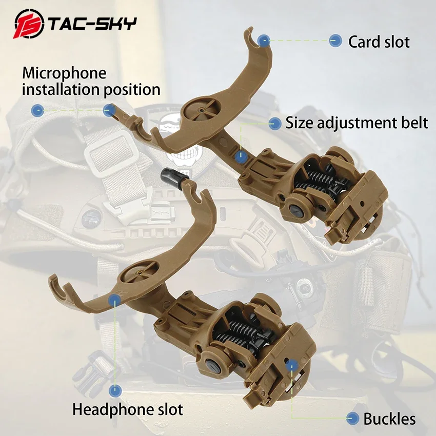 TAC-SKY Supporto per cuffie tattico Adattatore per casco ARC Rail per cuffie da tiro elettroniche serie COMTA Cuffie antirumore