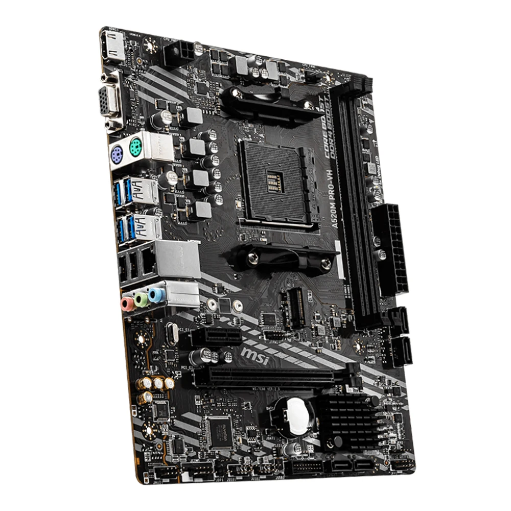 MSI A520M PRO-VH Motherboard Supports AMD Ryzen 9 5950X 5900X Ryzen 7 5750GE CPU AMD A520 Chipset 2x DDR4 memory 64GB Micro-ATX