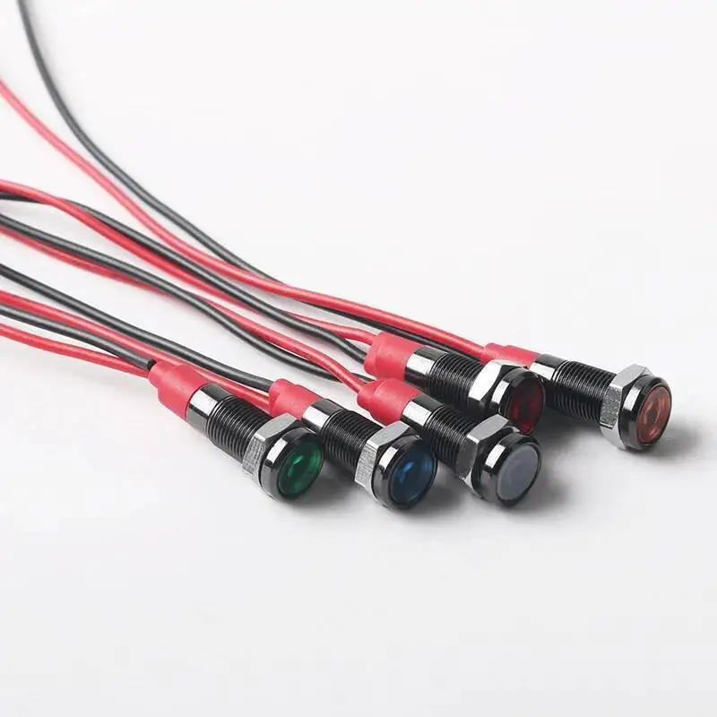 5pcs 6mm 3v 12v Metal Indicator Light Signal Lamp Warning Pilot Light With LED Black Housing Power view 2