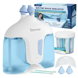 Sonmol Electric Nasal Irrigation System with 50 Salt Packets, Nose Wash Machine Sinus Rinse Cleaner for Congestion Relief