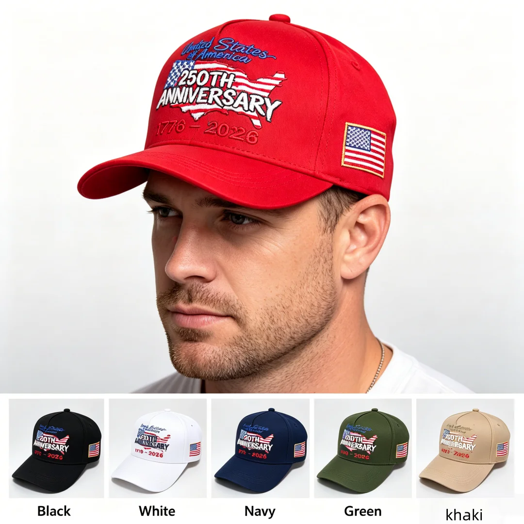 1776-2026 USA 250 Years Freedom Bald Eagle 3D Embroidery Baseball Cap Hard Structured Crown Hat American Flag Side Patch Patriot