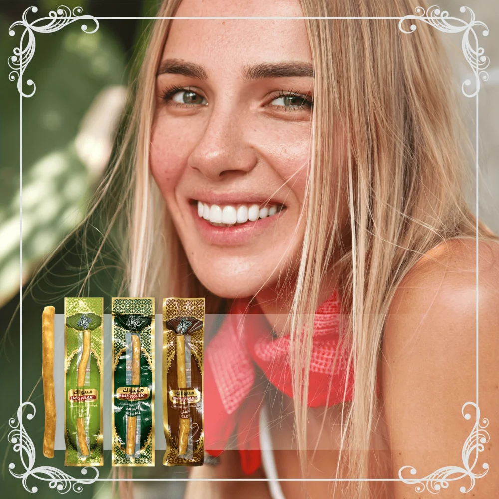 3 Mixed Flavors Miswak Sticks Toothbrush - Natural Arabic Plants For Healthy Teeth , Fresher Breath ( Mint & Original & Clove )