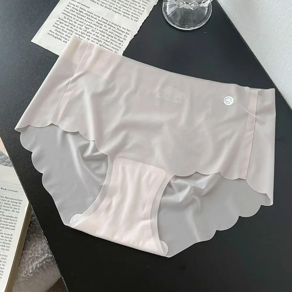 

6Pcs Sweet Simple Ice Silk Underpants Transparent Ultra-thin Seamless Briefs Mid Waist Panties Underwear for Women Girl