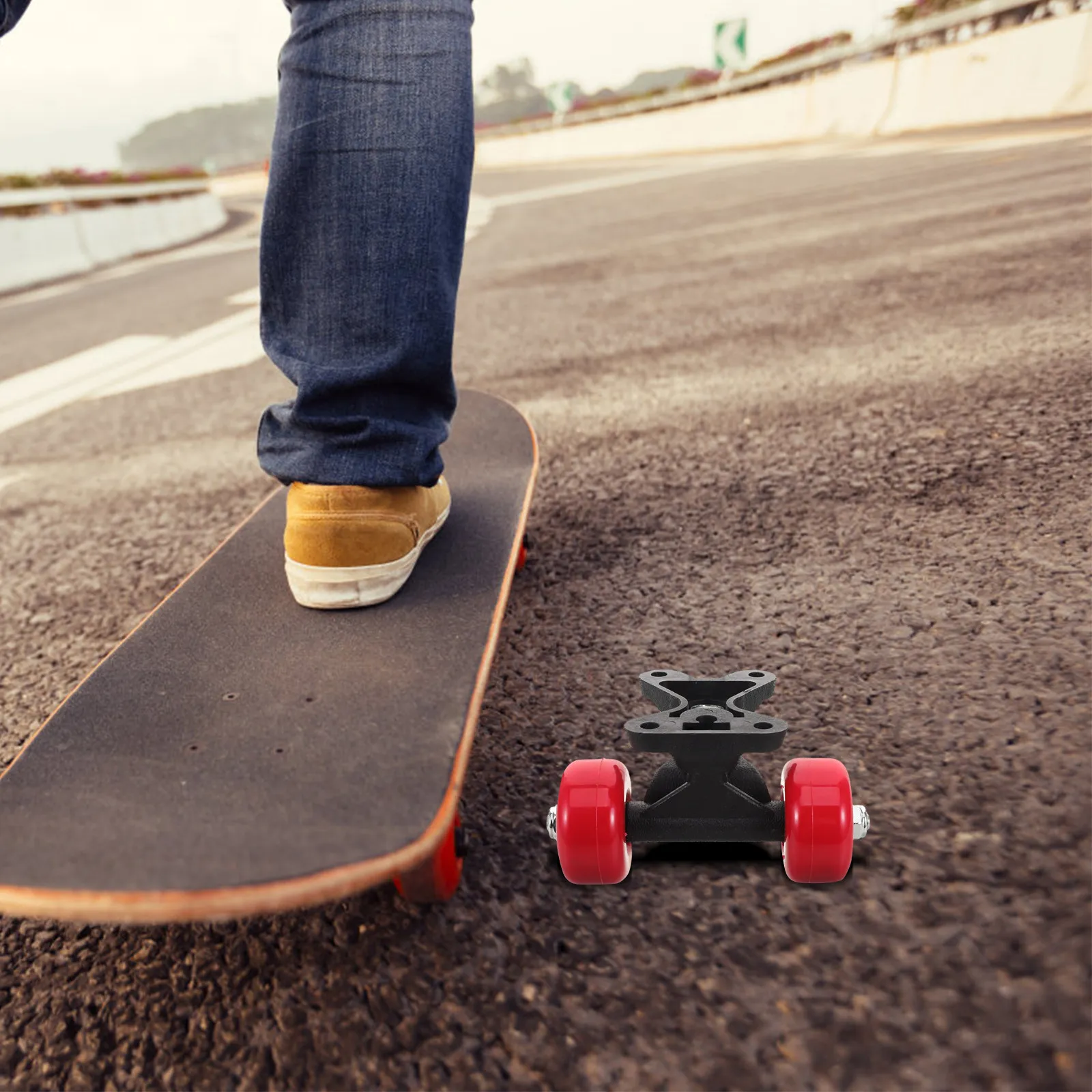 

1Pair Skateboard Bracket Set Double Wheels Trucks Easy Install Enhances Stability Balance Kids Beginner Advanced Skateboard