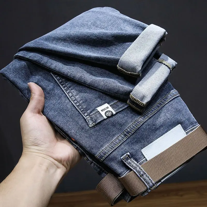 

High-End Men's Slim Fit Jeans Elastic Comfortable Trendy Straight Leg Long Pants Autumn Winter Youth Vitali Sle Denim Jeans