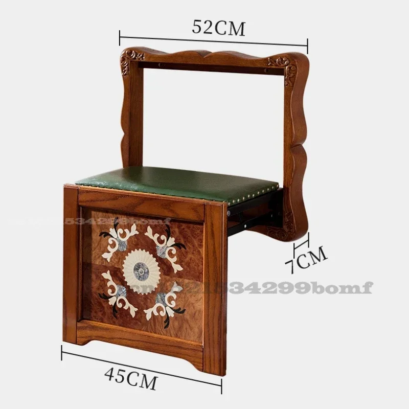 Solid Wood Folding Chair, Wall Hanging Stool, Space-Saving Shoe Bench, Entrance Porch Furniture, Portable Seat