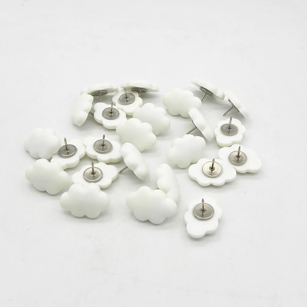 30 Pcs Creative Thumbtacks Cute Cream White Clouds Resin Cork Board DIY Handmade Push Pins 30pcs Pushpins Metal Office