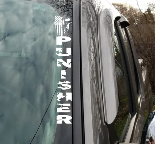 

For USA Flag Punisher vinyl windshield decal. 14 Inch Truck window sticker.