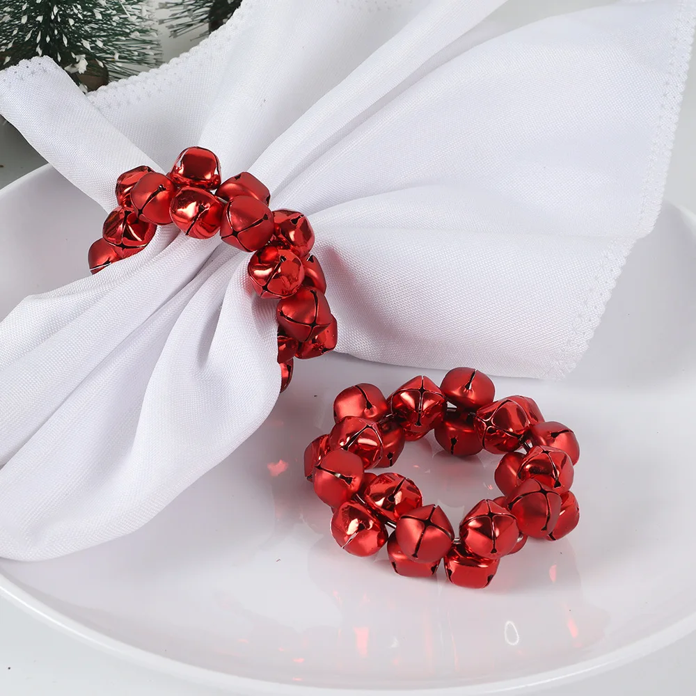 4PCS Christmas Metal New Colorful Bells Napkin Ring Table Setting Dining Kitchen Party Table Decor Napkin Buckle