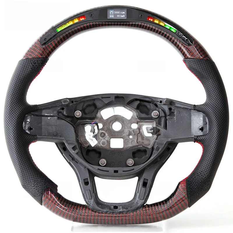 For Lynk & Co Red Black Carbon Fiber Smart LED Multifunctional Steering Wheel Horn Cover Horn Shell Decorative Cover