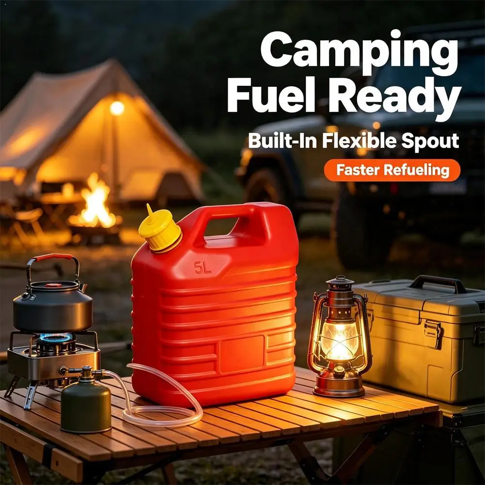 Fuel Can Thickened HDPE 5L 10L 20L Spare Gas Tank 3mm Shock Resistant Wall Leakproof Cap Built In Spout Emergency Storage Jug