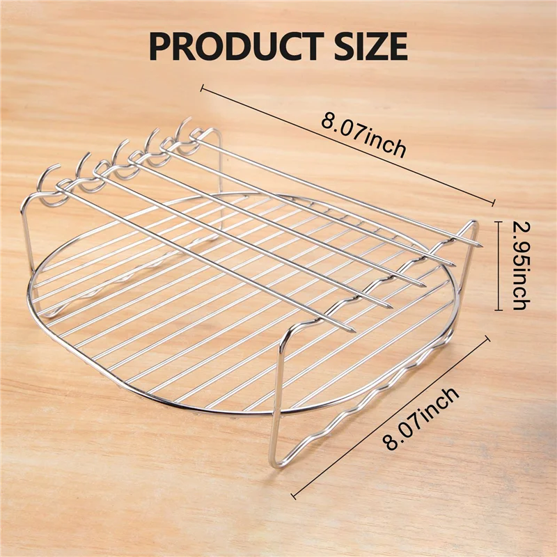 9M-Rack For Airfryers Household Air Fryer Double-Layer Air Fryer Rack Grill Barbecue Supplies-Needle Round