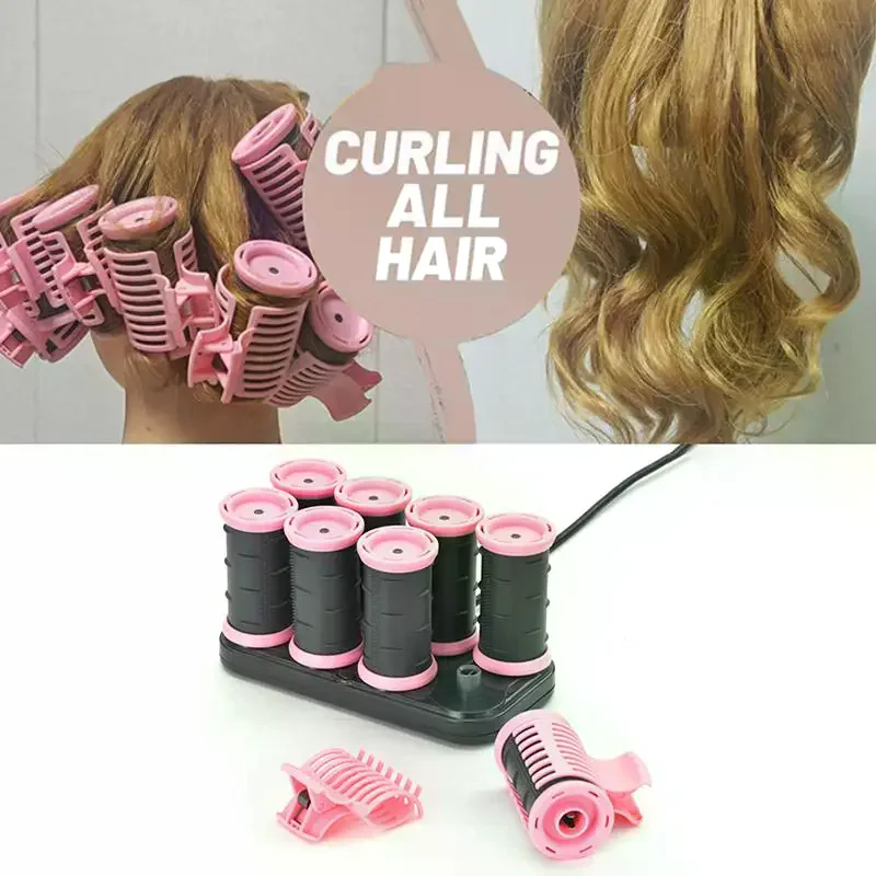/YOV/Heated Hair Rollers Kit EU/US Plug With Storage Bag Short Long Hair Professional Portable Hair Curler Fast Heating 8 PCS