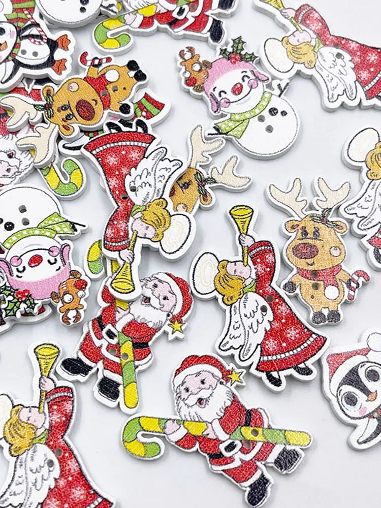 50/100pcs Lovely Christmas snowman/deer/Santa Claus Theme Sewing Buttons For Kid's Gift Craft Decoration WB560