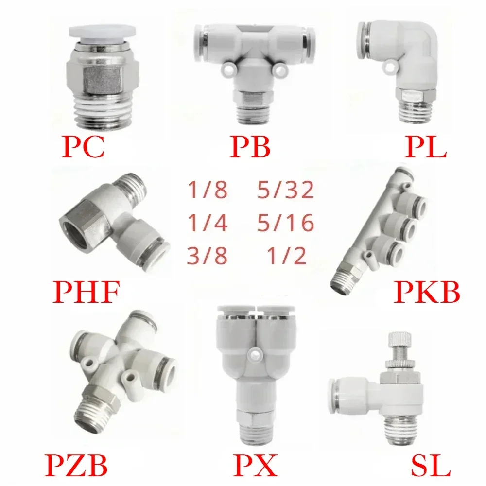 

10 Pcs PC PL PB PX SL PZB PKB PHF 1/8" 1/4" 3/8"1/2" OD Tube×Female Male BSP Pneumatic Air Push To Connect Fitting Quick Release
