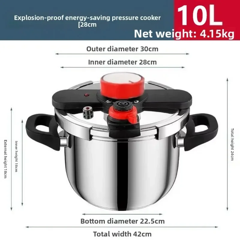 Food Grade Stainless Steel 6L Pressure Cooker Domestic Induction Compatible Cross Border Stove Explosion Proof Pressure Cooker