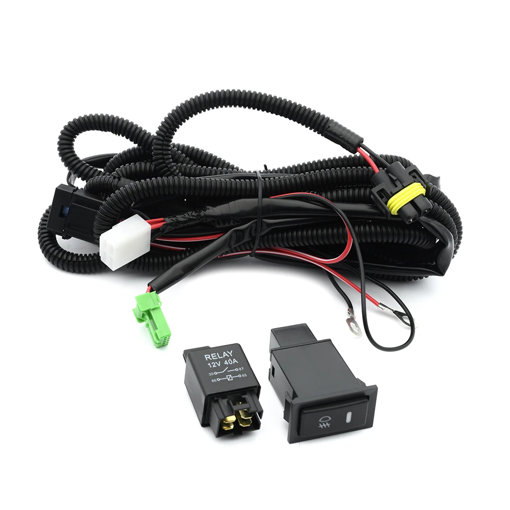 H8 H11 Fog Lights Wiring Harness Socket For Toyota Camry Corolla Hilux Verso Land Cruiser 90 Van Lexus IS200 IS300 Switch Relay