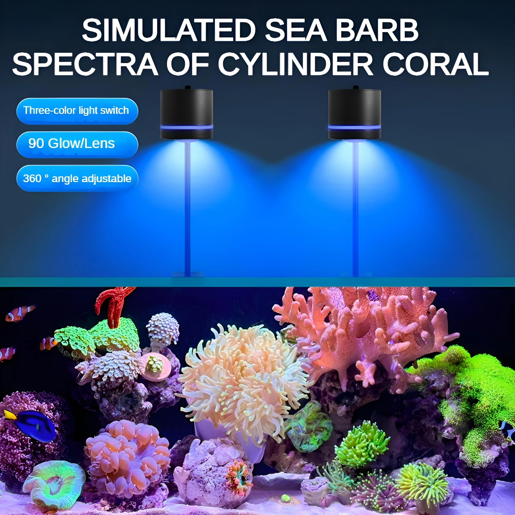 

Suspended Full Spectrum Aquarium Light with 90° Lens, Tri-Color Dimming, Aluminum Alloy