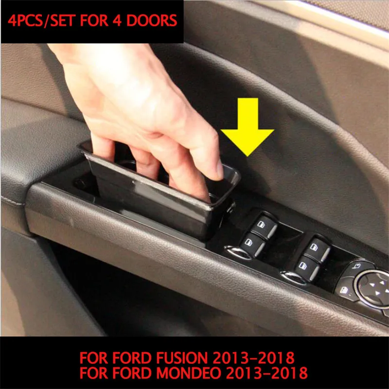 For Ford Fusion 2013-2016 Mondeo mk4 Car Accessories Center Console Organizer Armrest Storage Box Tray Door Handle Insert Pallet