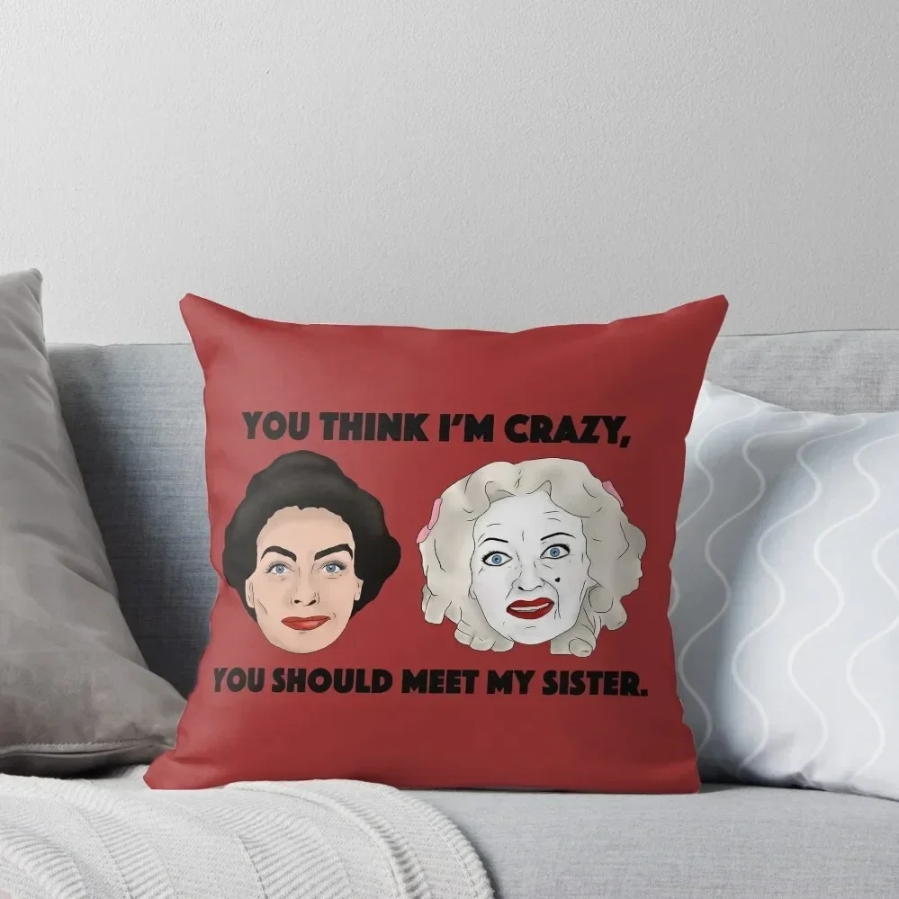 Whatever Happened to Baby Jane, Bette Davis, Joan Crawford, Sisters Inspired Illustration. Throw Pillow Cusions Cover pillow