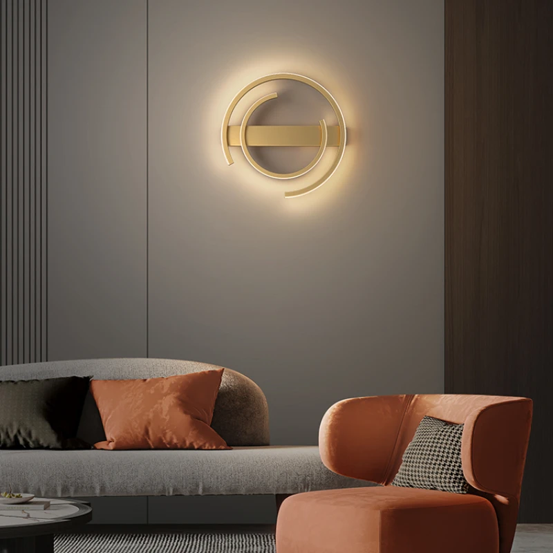 

*Bedroom bedside lamp Modern minimalist corridor aisle wall lamp All copper