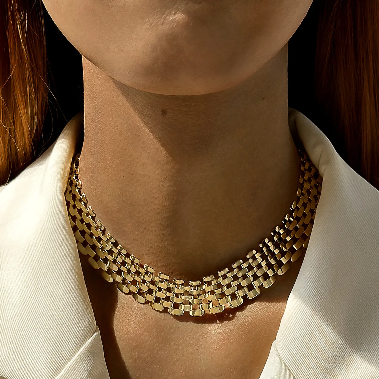 2025 الخريف الشتاء الشرير سلسلة معدنية ثقيلة المختنق قلادة موضة الذهب والفضة اللون سبيكة أسلوب بسيط طوق الحفلات #3