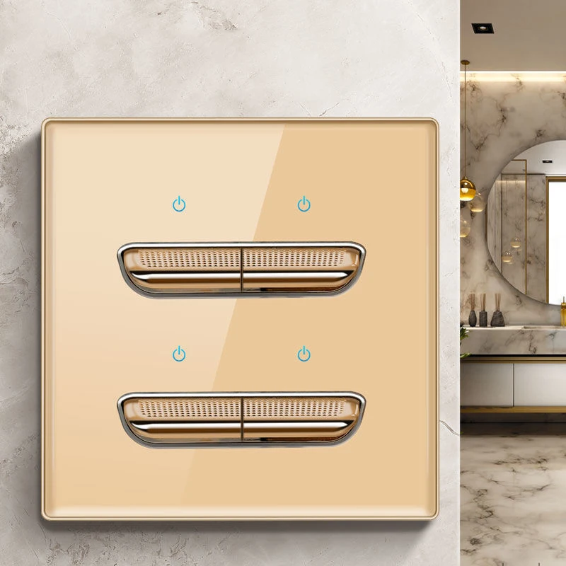 Wall Light Switch 1 2 3 4 Gang Tempered Glass Panel Blue LED Night Light White Black Gray Gold Pass Through Low Price image 3