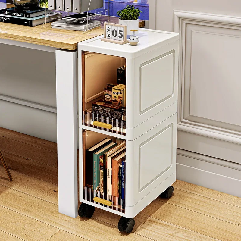 

Multi-layer Cabinets Dust-proof Shelves Thickened Storage Cabinets Multi-functional Movable Wooden Dresser Furniture Supplies