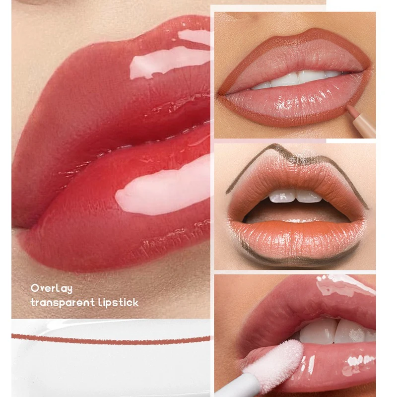 2in1 Matte Velvet Lipliner Pen Waterproof Natural Lip Plumping Outline Contour Clear Highgloss Lip Oil Solid Lipstick 10 Colors